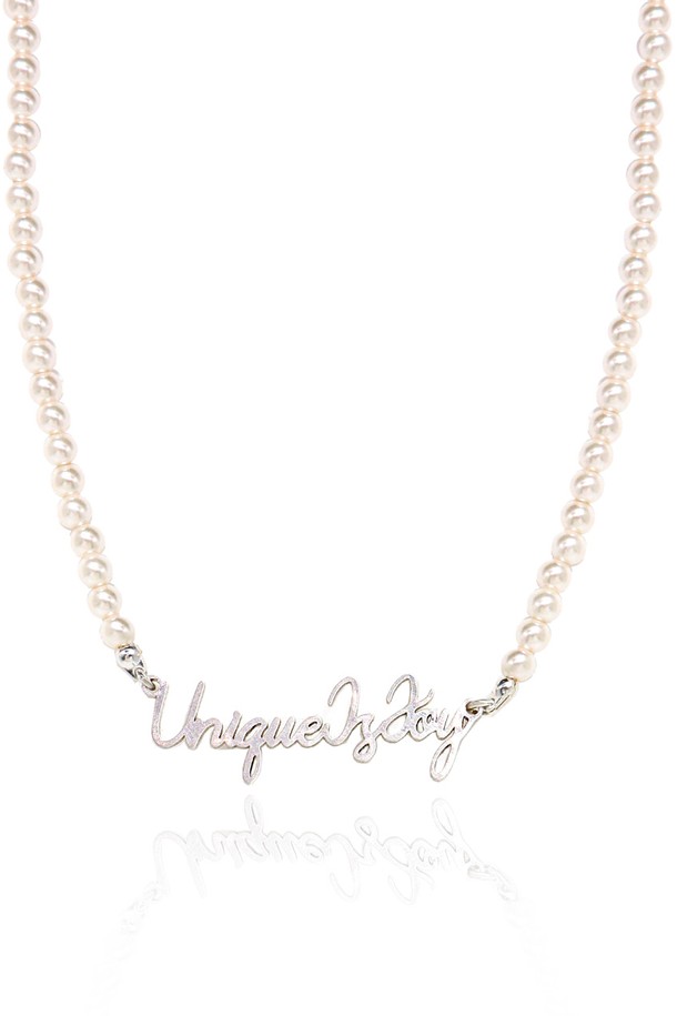 Uni.J - 목걸이 - Initials Line Pearl Silver Necklace In490 [Silver]