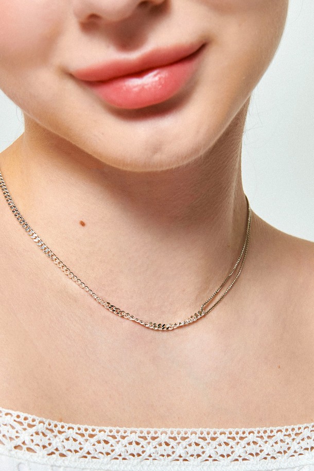 Uni.J - 목걸이 - Curve Unbal Chain Silver Necklace In435 [Silver]