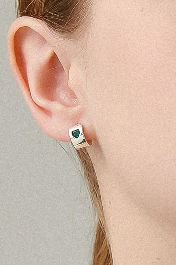 Uni.J - 귀걸이 - Green Peace Silver Earring Ie370 [Silver]