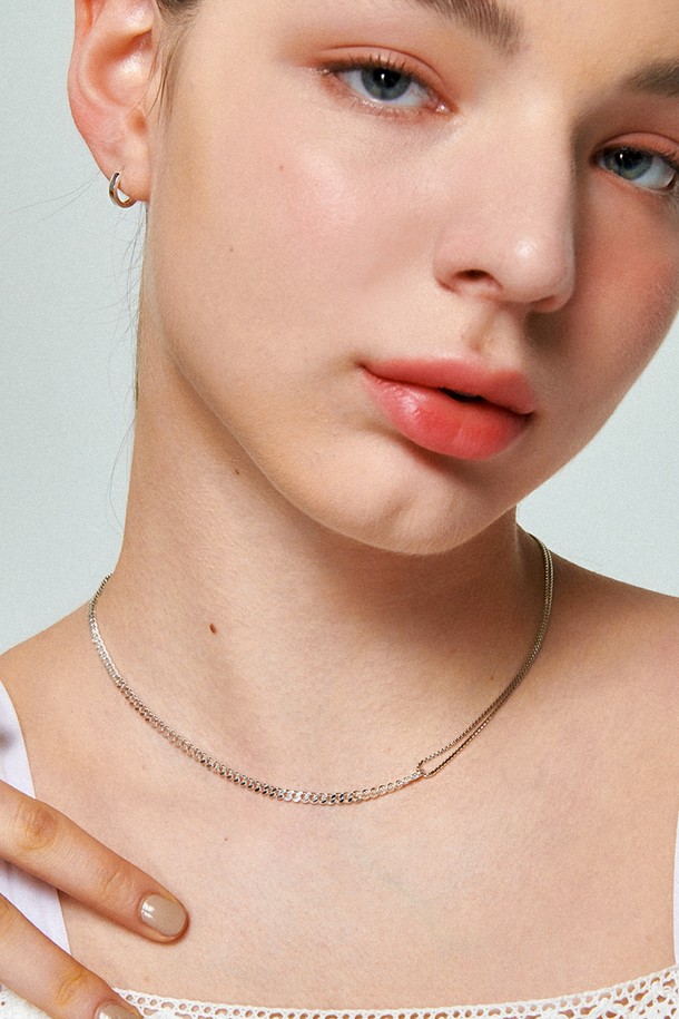 Uni.J - 목걸이 - Curve Unbal Chain Silver Necklace In435 [Silver]