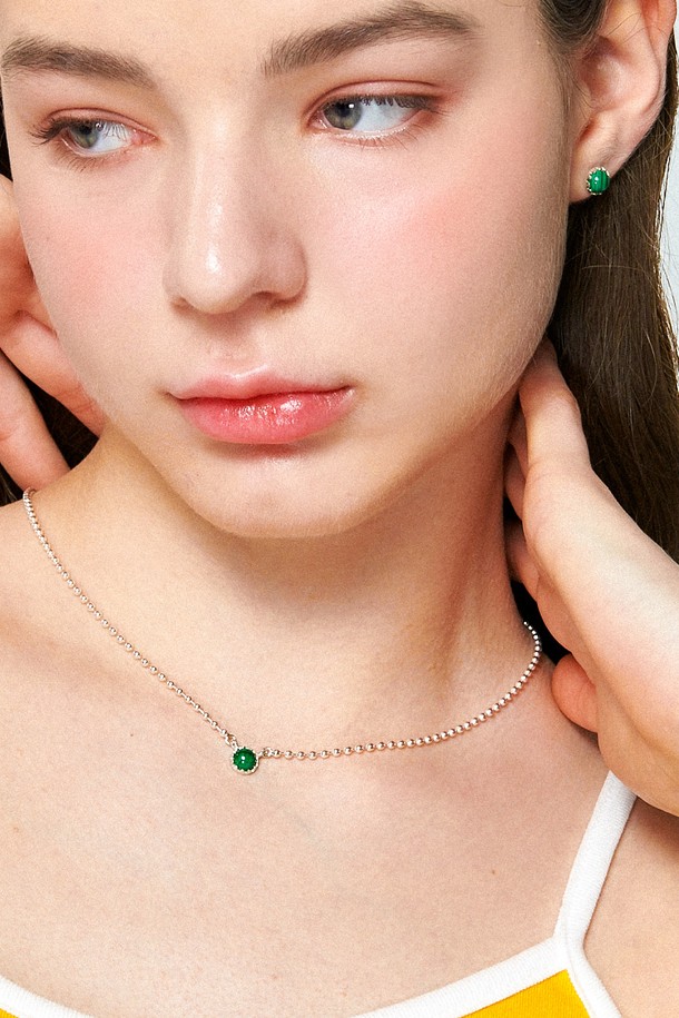 Uni.J - 목걸이 - Malachite Big Dot Silver Necklace In451 [Silver]