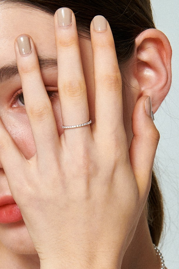 Uni.J - 반지 - Sleek Pave Silver Ring Ir219 [Silver]