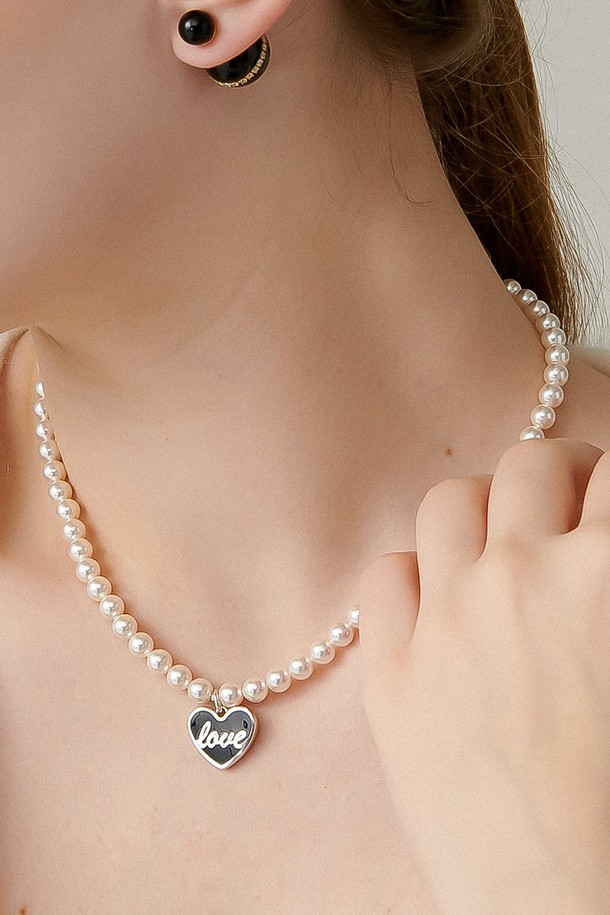 Uni.J - 목걸이 - Love Letter Pearl Silver Necklace In492 [Silver]