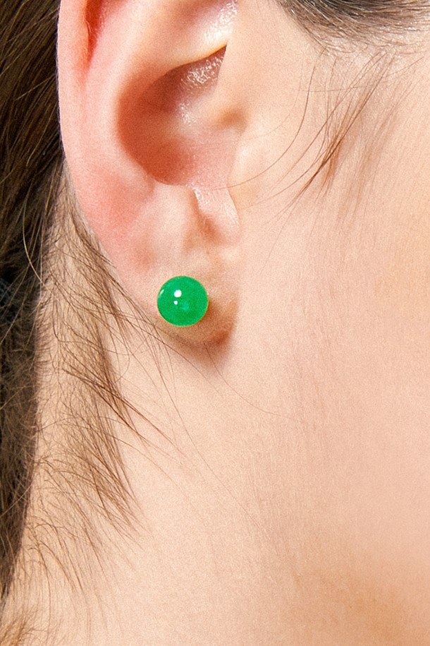 Uni.J - 귀걸이 - Green Jade Ball Silver Earring Ie334 [Silver]