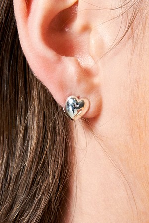 Volume Heart Silver Earring Ie341 [Silver]