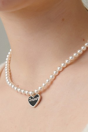 Love Letter Pearl Silver Necklace In492 [Silver]