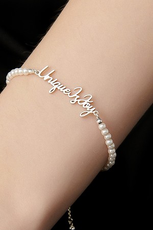 Initials Line Pearl Silver Bracelet Ib300 [Silver]