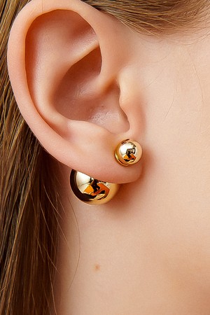 Golden Frontback Silver Earring Ie355