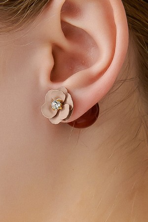 Beige Flower Frontback Earring Ie358