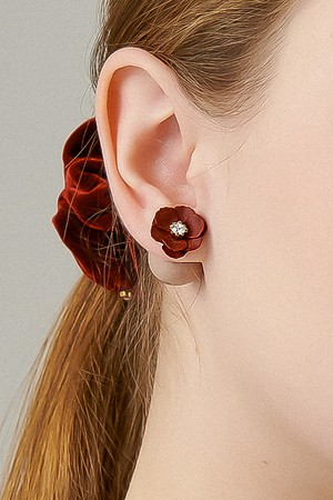 Burgundy Flower Frontback Earring Ie377