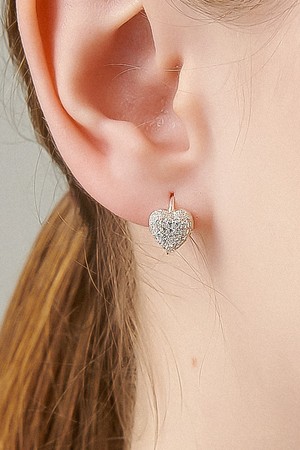 Luxurious Heart Silver Earring Ie372 [Silver]