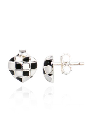 Check Board Silver Earring Ie359 [Silver]