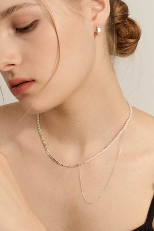 [In522]Trendy Pearl Silver Necklace