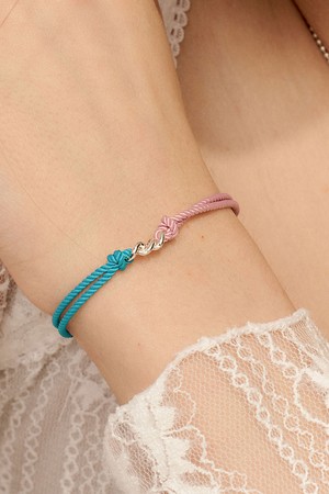 [Ib309]Blue Mix Cord Silver Bracelet