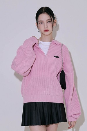 Collar Half Neck Knit [Pink]