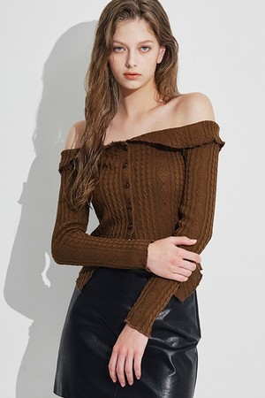 Dorothy Off shoulder knit [Brown]