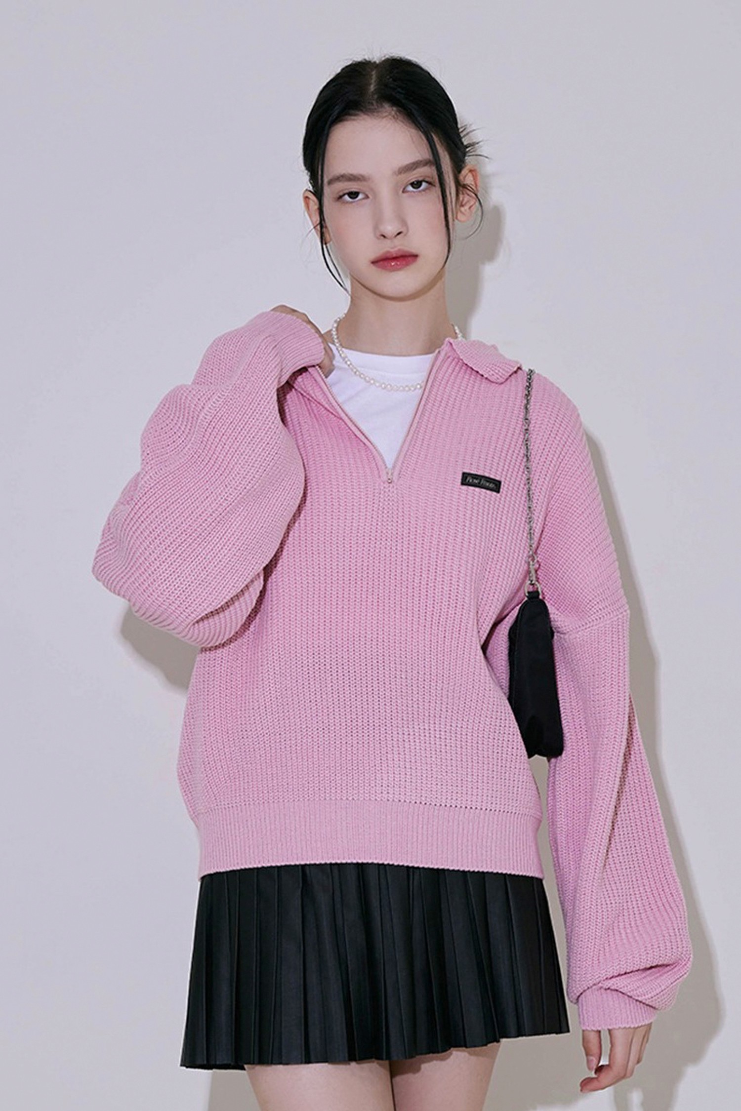 Collar Half Neck Knit [Pink]_ROSÉ FRANTZ