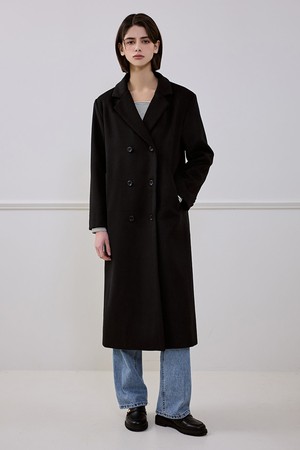 Minimal Wool Long Coat [Black]