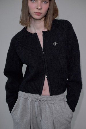 Two-way Wool Knit Cardigan [Black]