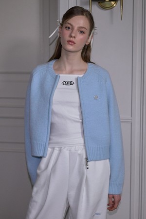 Two-way Wool Knit Cardigan [Sky Blue]