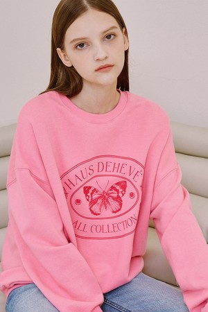 Butterfly Stamp Sweatshirt [Pink]