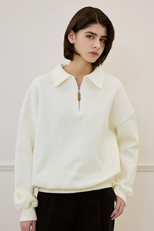 Collar Half Zip-up Sweatshirt [Cream]