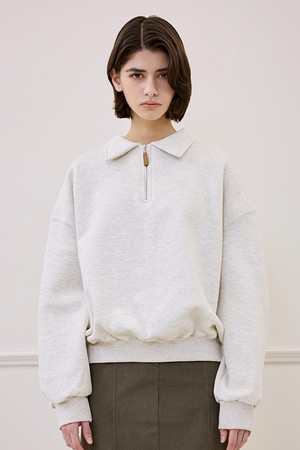 Collar Half Zip-up Sweatshirt [Oatmeal]