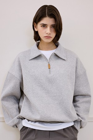 Collar Half Zip-up Sweatshirt [Gray]