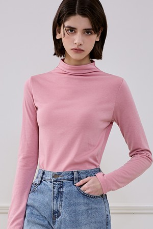 Basic Slim Turtleneck T-shirt [Pink]