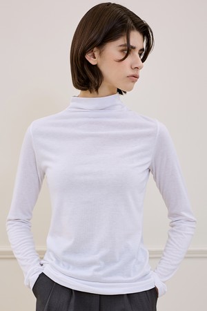 Basic Slim Turtleneck T-shirt [White]