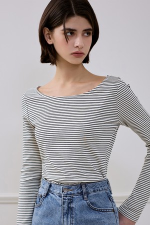 Stripe Boatneck T-shirt [Ivory]