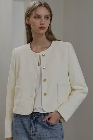 Belly Warm Tweed Jacket [Ivory]