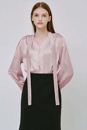 Camila Tie Silky Blouse [Pink]