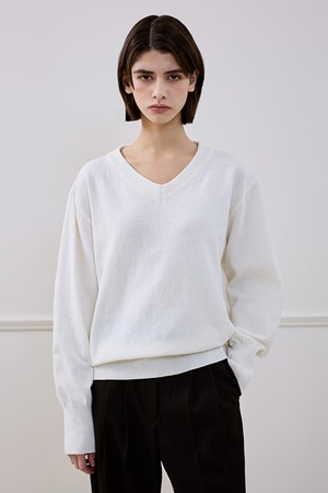 Wool Blended Vneck Knit [Ivory]