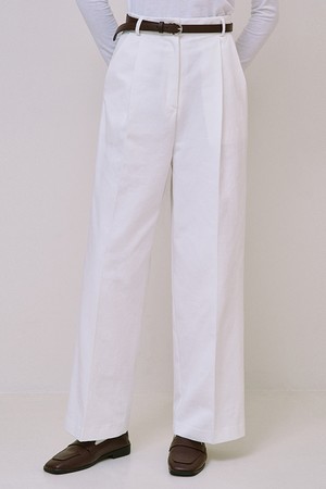 Basic Wide Cotton Pants [Ivory]