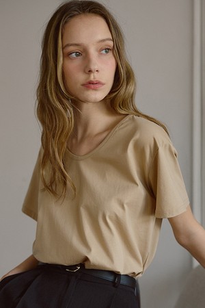 Silket Cotton T-shirt [Beige]