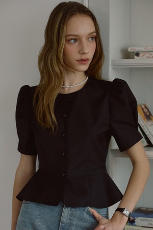 Puff Sleeve Blouse [Black]