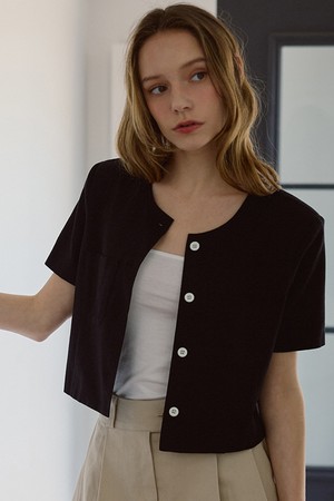 Linen Half Sleeve Jacket [Black]