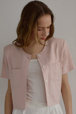 Linen Half Sleeve Jacket [Pink]