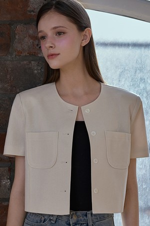 Linen Half Sleeve Jacket [Beige]