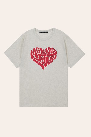 Heart Printing T-shirt [Oatmeal]