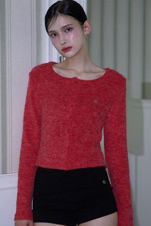 Mohair Round Cardigan [Rose Red]