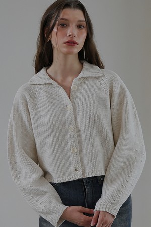 Raglan Volume Wool Cardigan [Ivory]