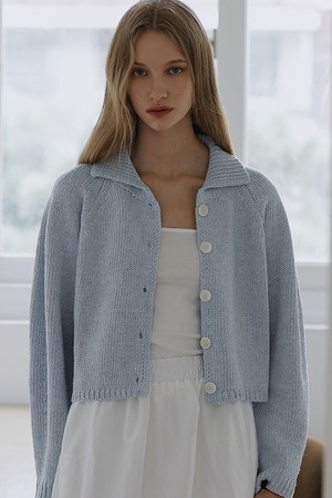 Raglan Volume Wool Cardigan [Sky Blue]