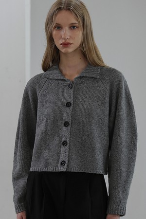 Raglan Volume Wool Cardigan [Gray]