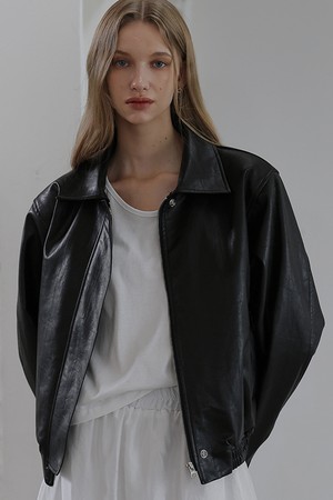 Leather Bomber Jacket [Black]