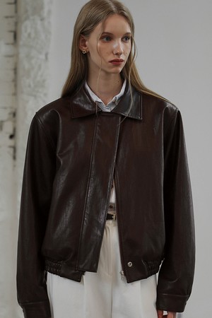 Leather Bomber Jacket [Brown]