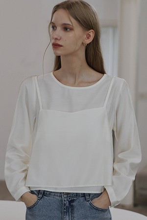 Bustier Layered Blouse [Cream]