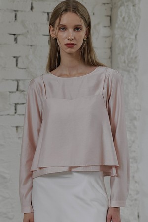 Bustier Layered Blouse [Pink]