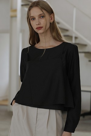 Bustier Layered Blouse [Black]